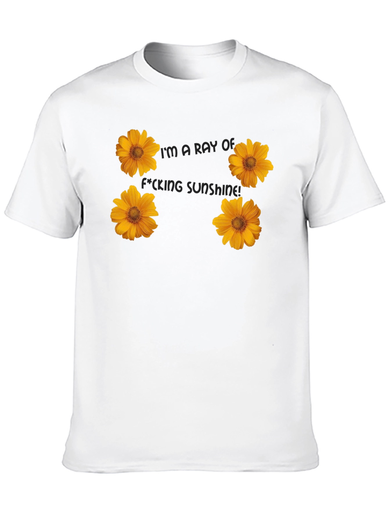 Floral Sunshine Graphic Tee - Black Cotton T-Shirt