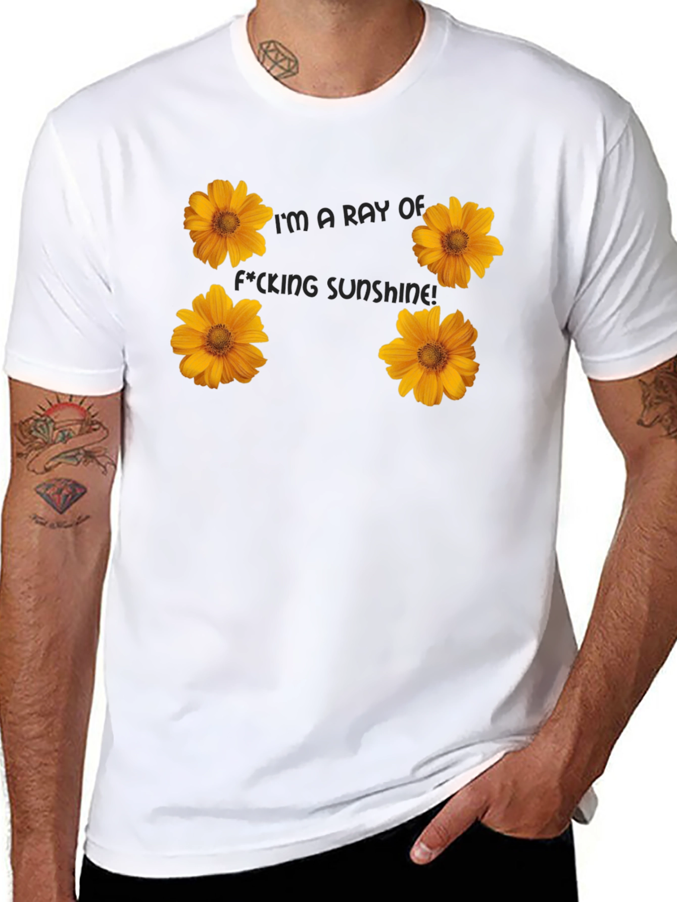Floral Sunshine Graphic Tee - Black Cotton T-Shirt