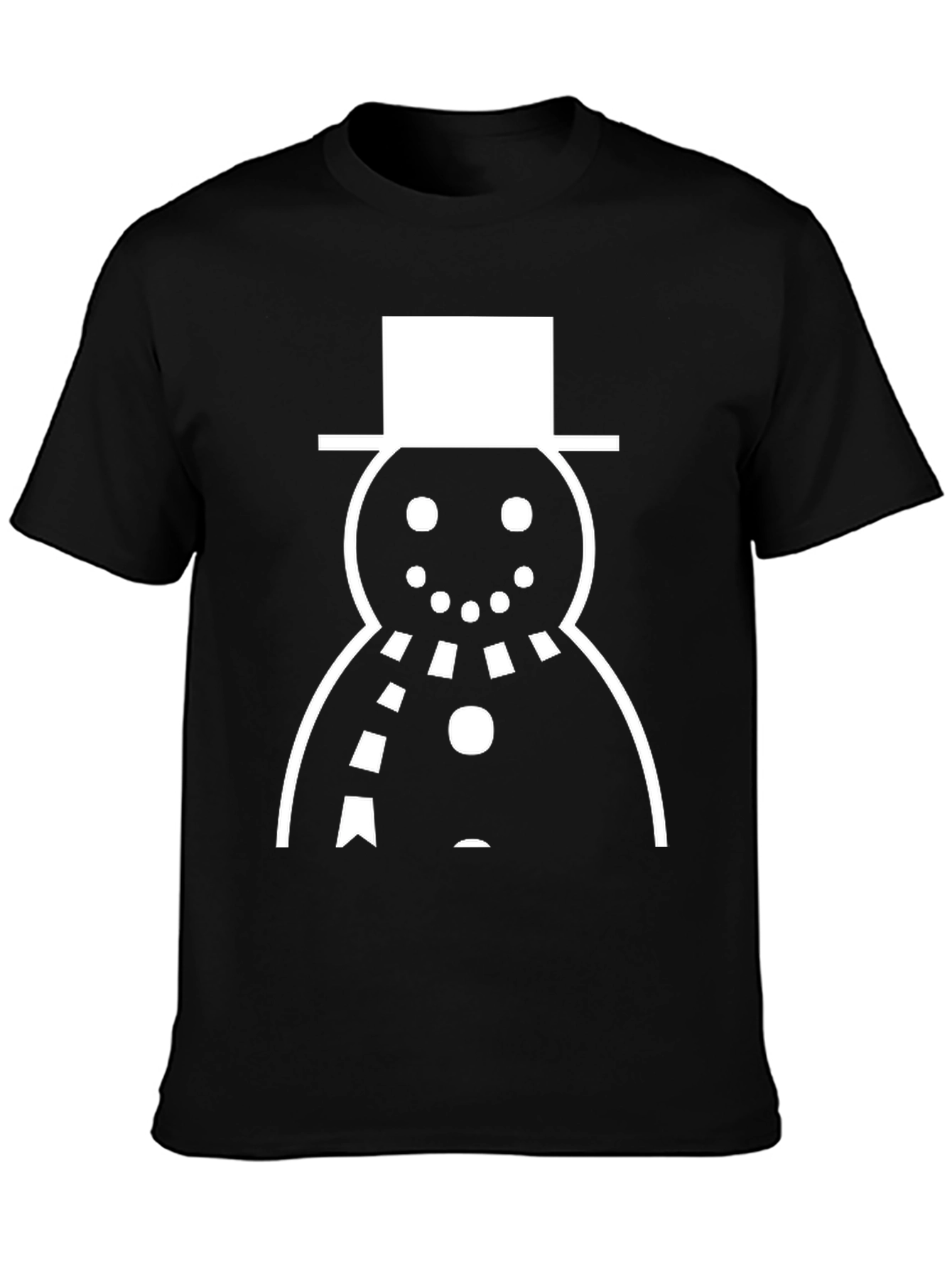 Snowman Graphic Tee - Black Cotton Holiday Shirt