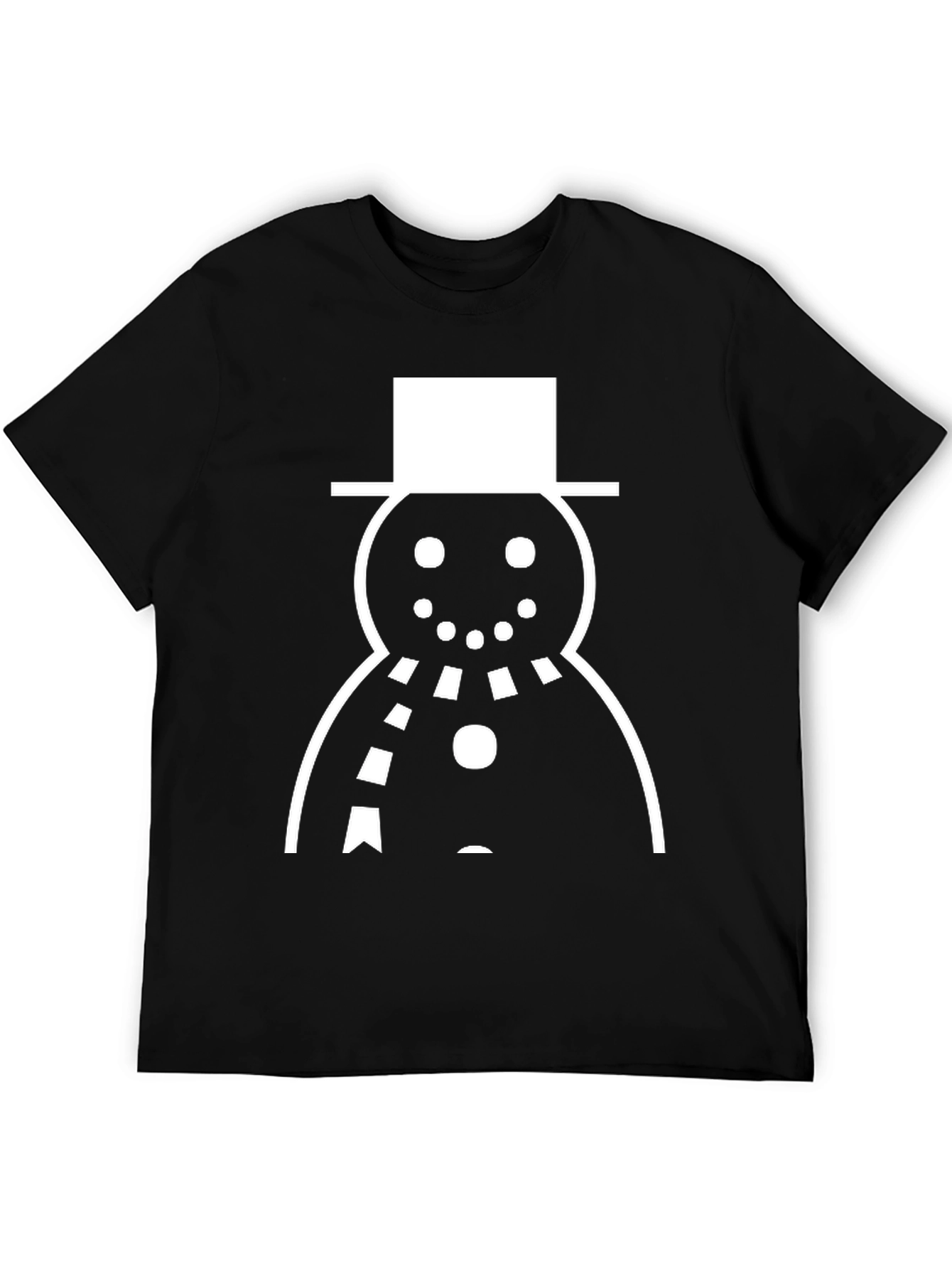 Snowman Graphic Tee - Black Cotton Holiday Shirt
