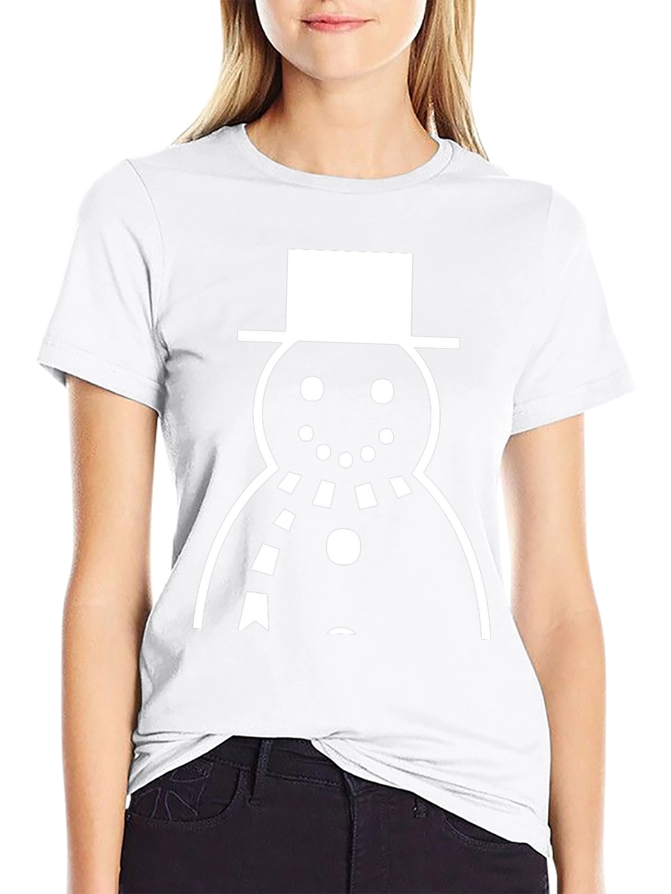 Snowman Graphic Tee - Black Cotton Holiday Shirt
