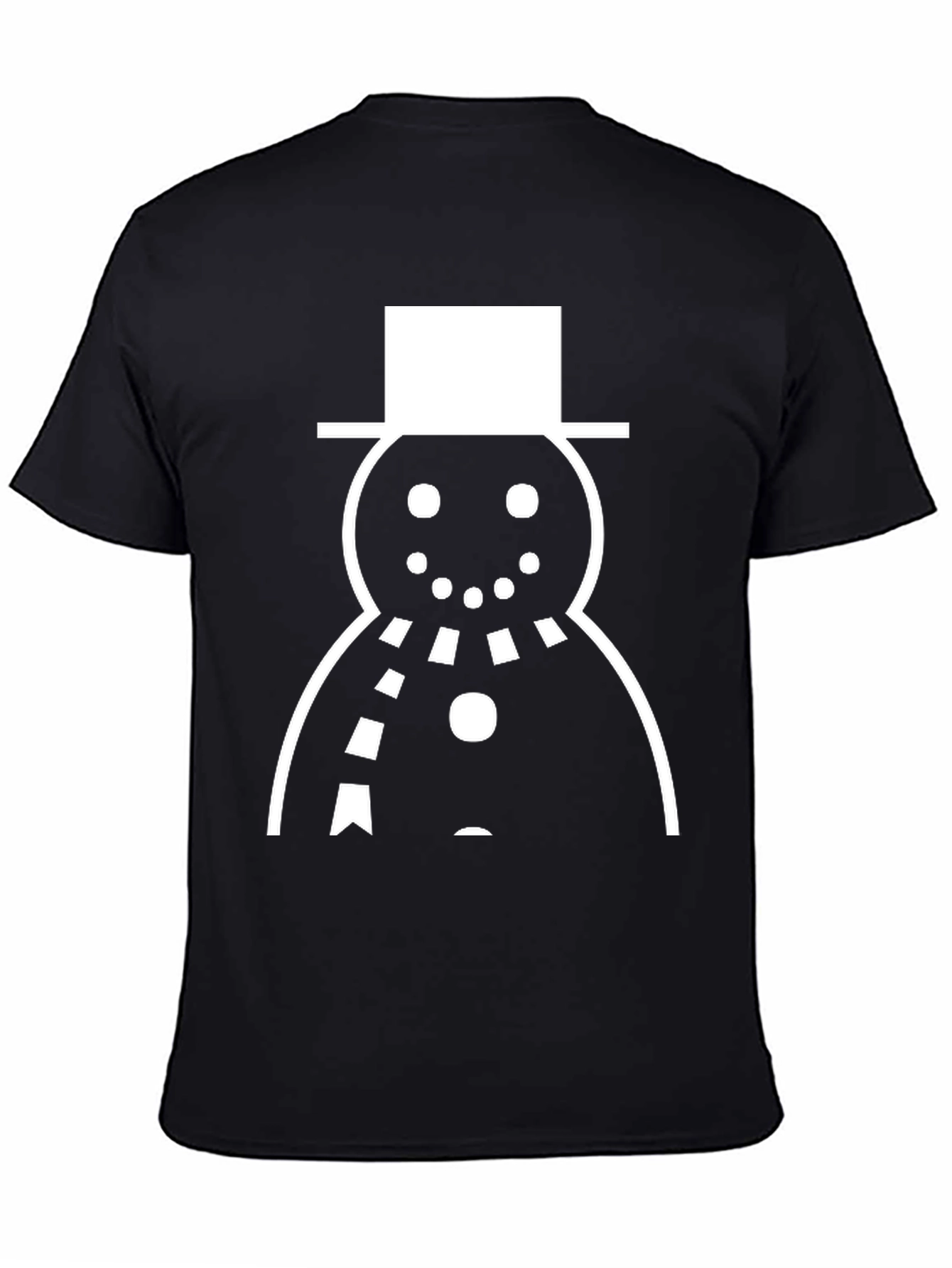 Snowman Graphic Tee - Black Cotton Holiday Shirt