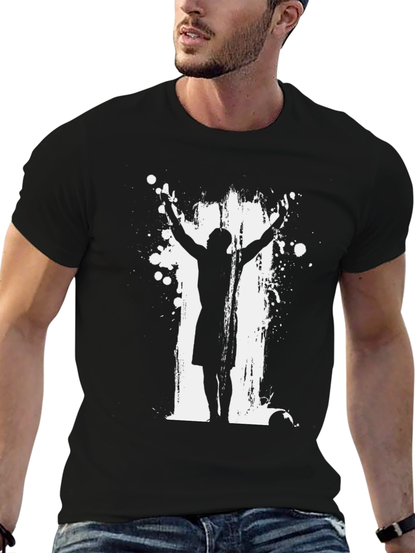 Mens Black T-Shirt Soccer Silhouette Graphic Tee