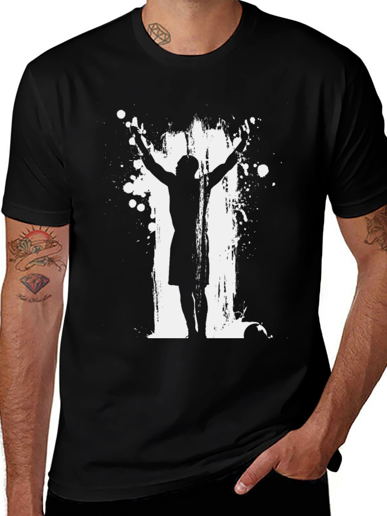 Mens Black T-Shirt Soccer Silhouette Graphic Tee