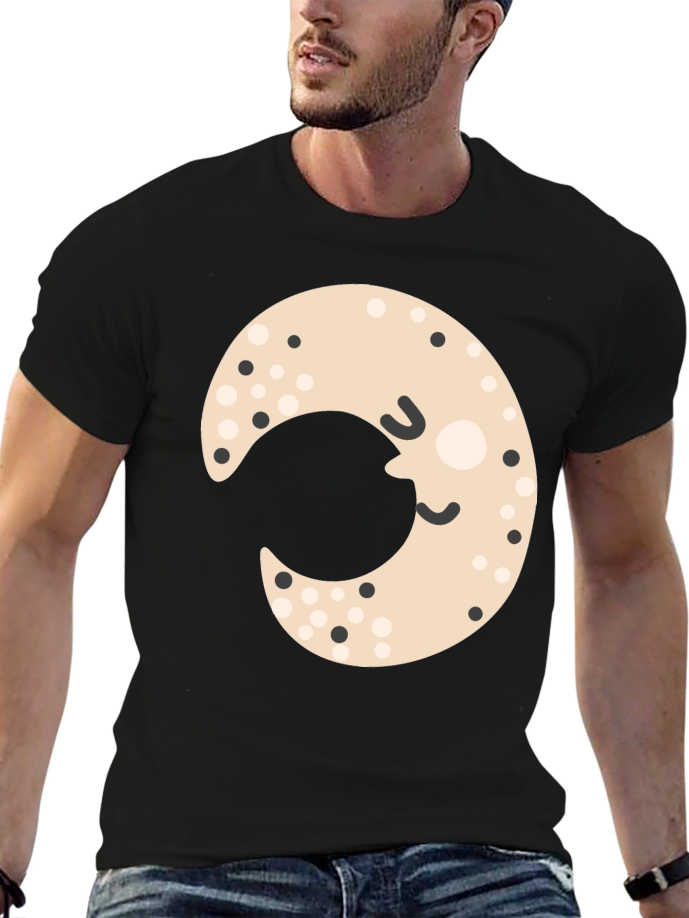 Cute Moon Graphic Tee - Black Unisex Shirt