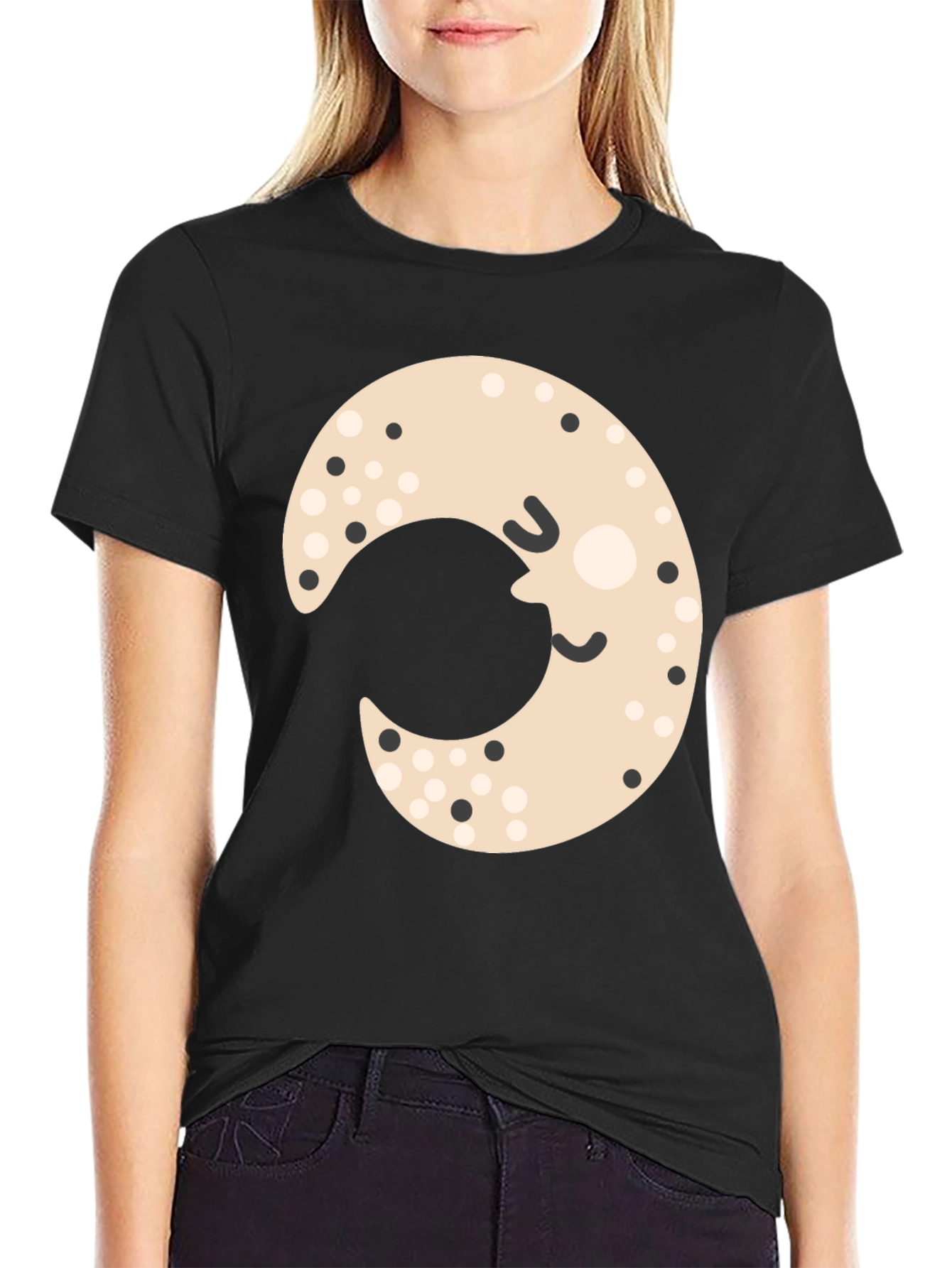 Cute Moon Graphic Tee - Black Unisex Shirt