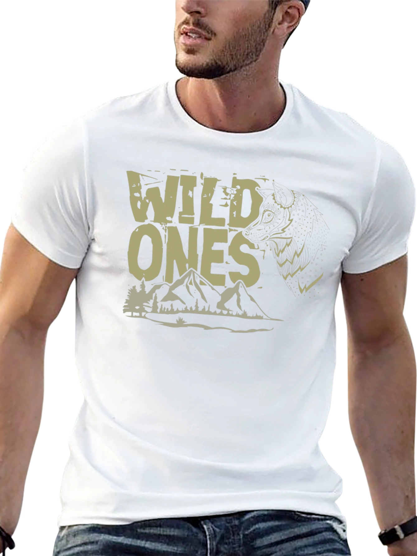 Wild Ones Graphic Tee - Nature Wolf Design