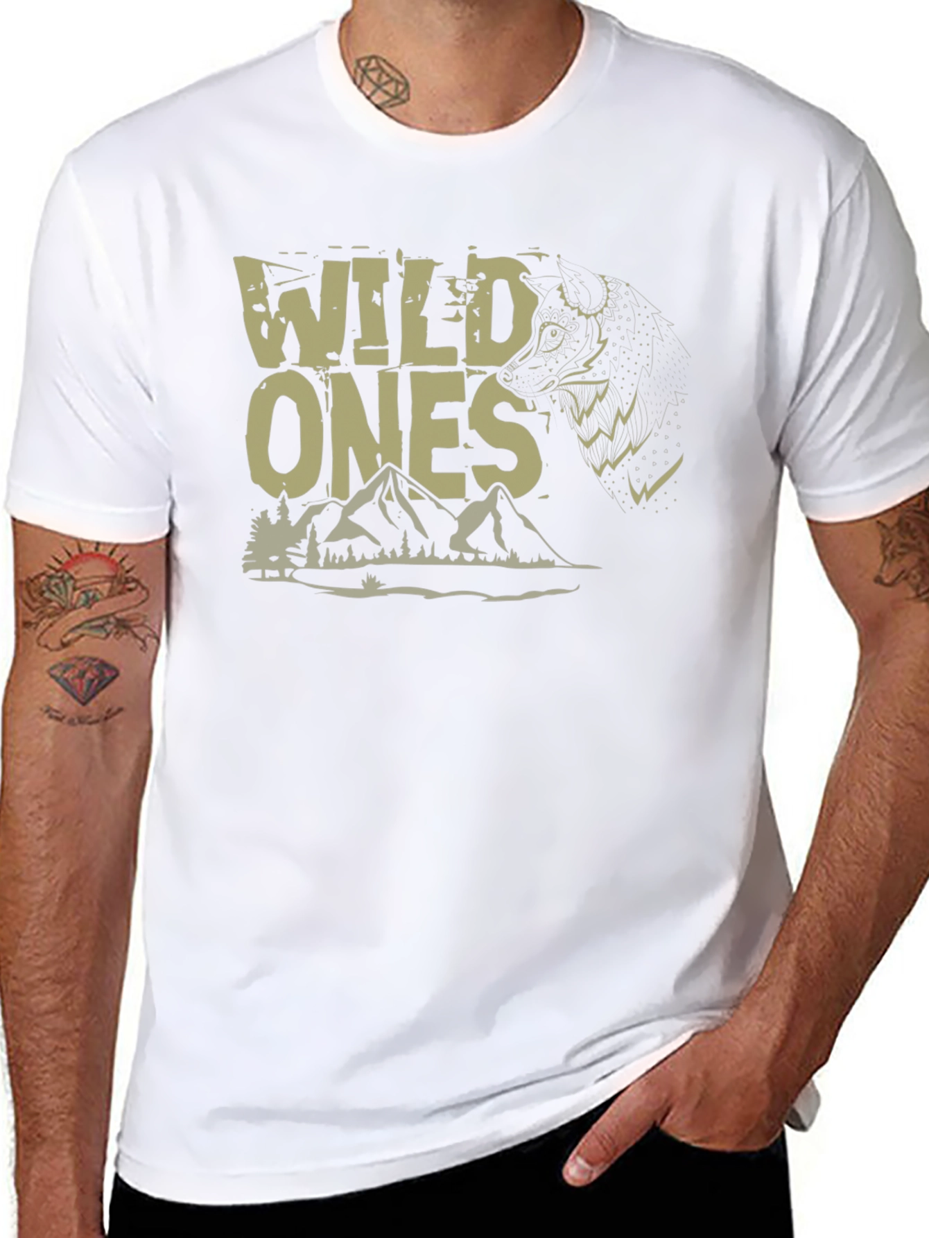 Wild Ones Graphic Tee - Nature Wolf Design