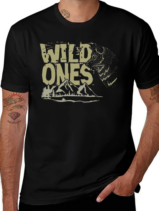 Wild Ones Graphic Tee - Nature Wolf Design