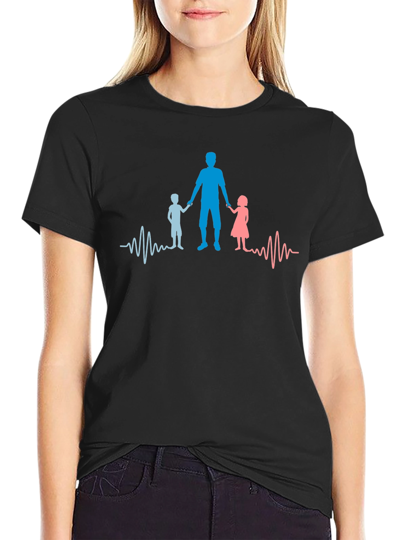 Dad & Kids Heartbeat Graphic Tee