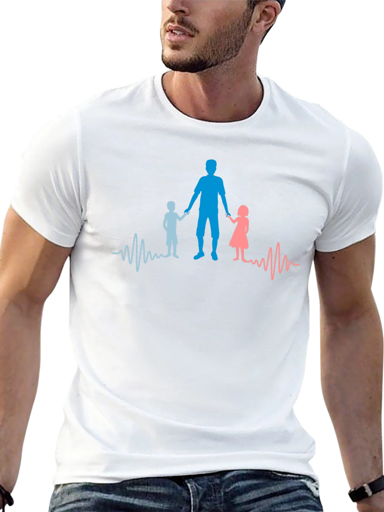 Dad & Kids Heartbeat Graphic Tee