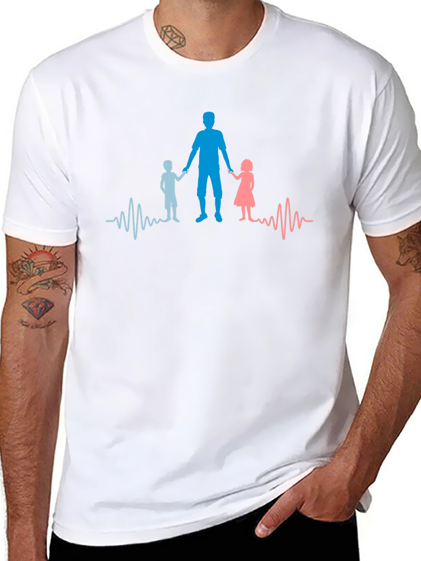 Dad & Kids Heartbeat Graphic Tee