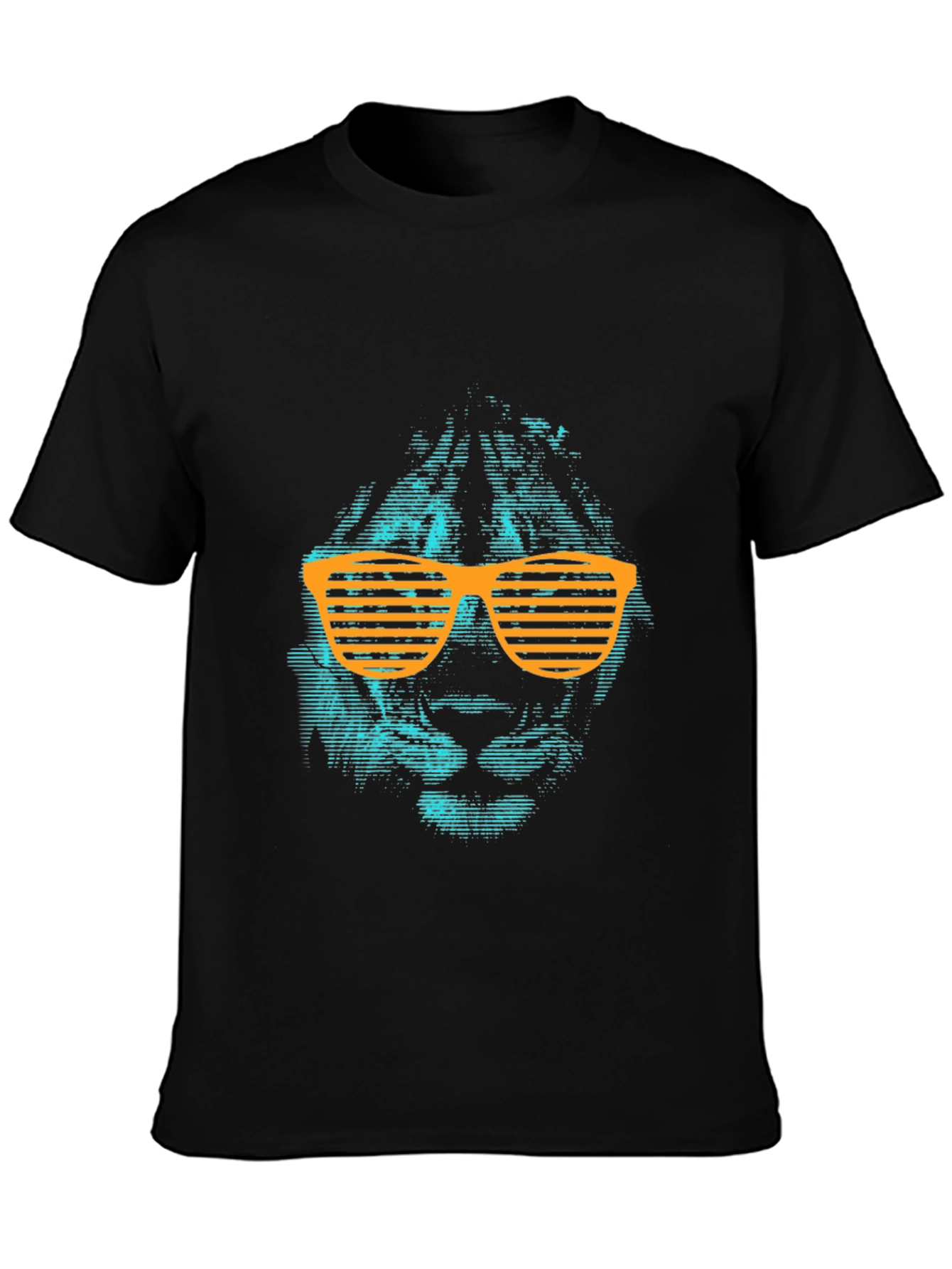 Cool Lion Graphic Tee with Orange Shutter Shades