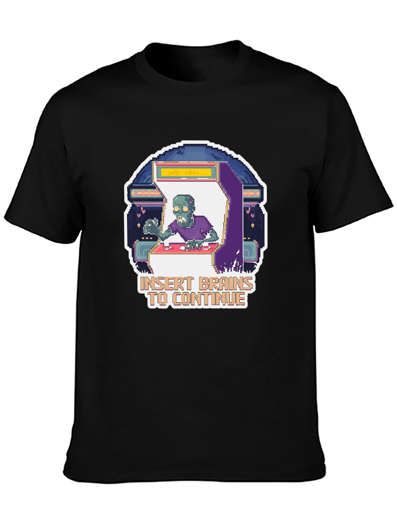 Insert Brains T-Shirt - Zombie Arcade Game
