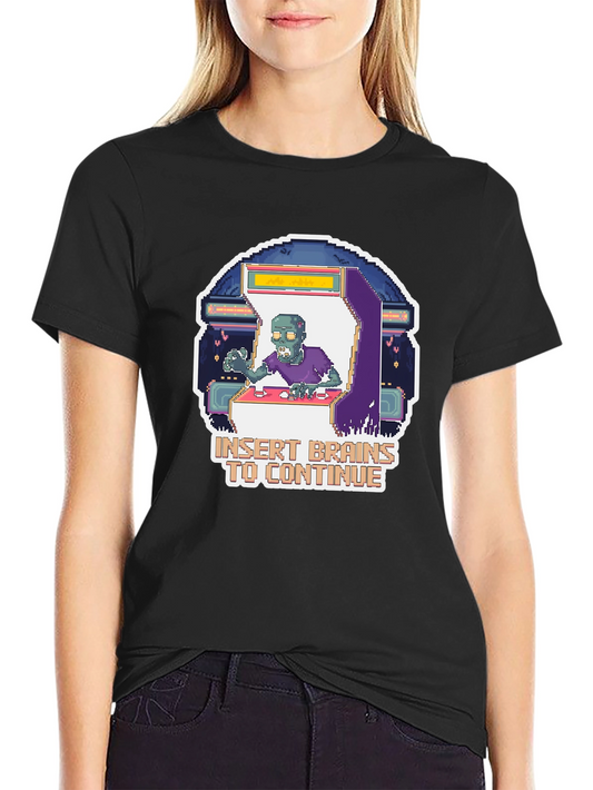 Insert Brains T-Shirt - Zombie Arcade Game