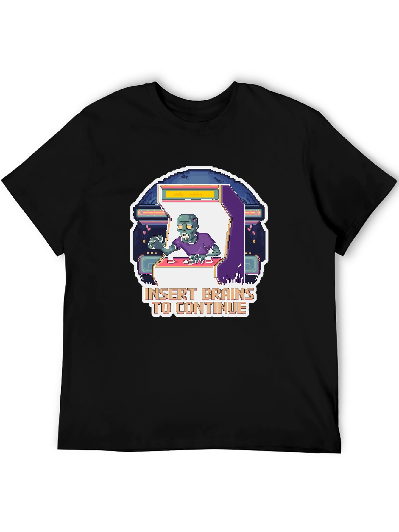 Insert Brains T-Shirt - Zombie Arcade Game
