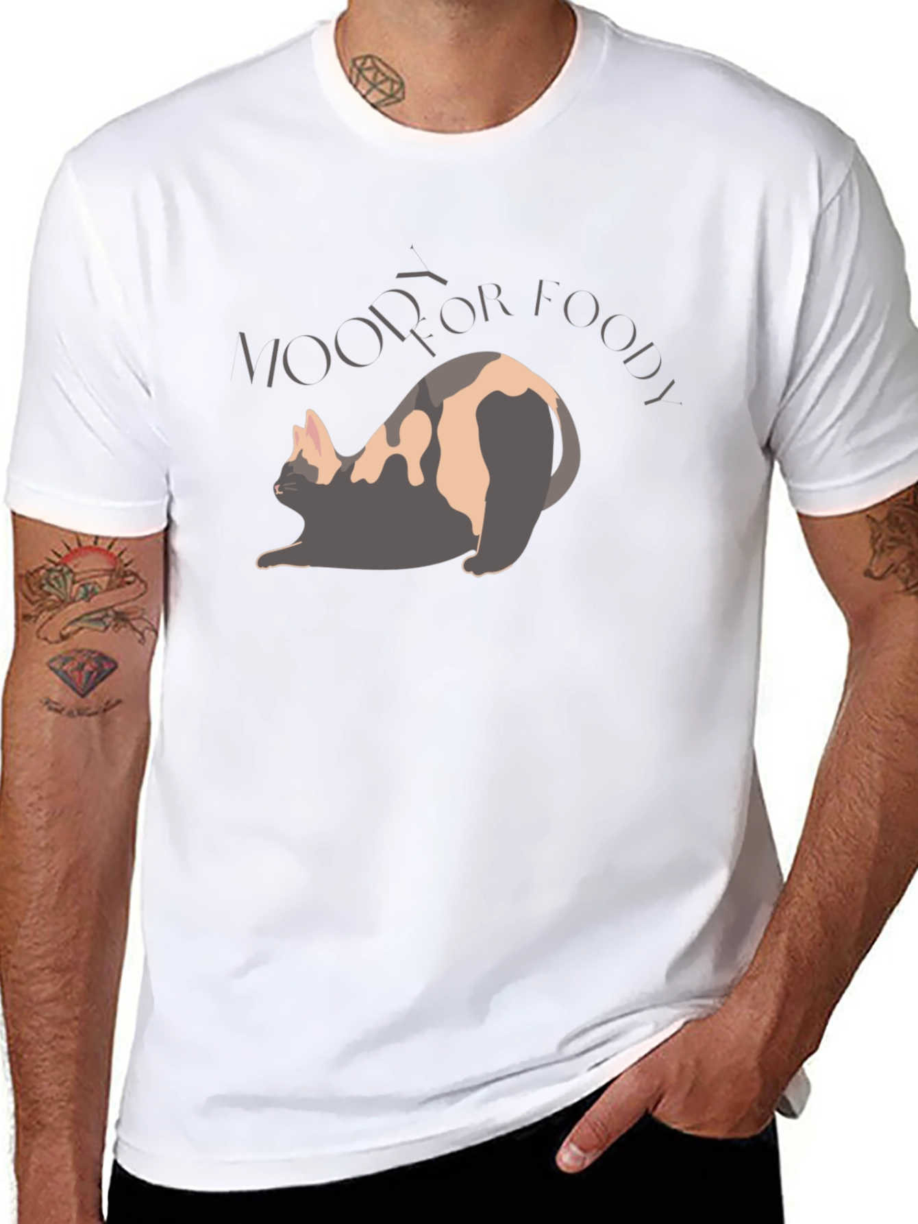 Humorous Woof For Foody Cat Lover Tee