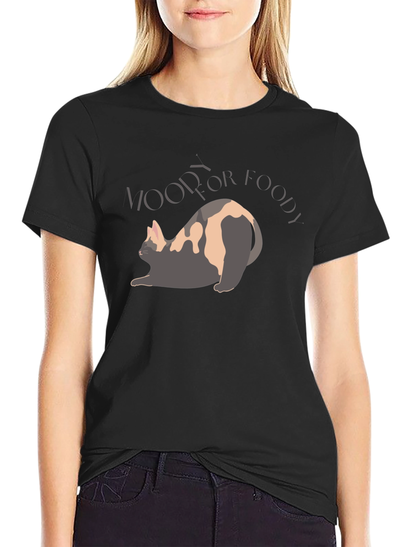 Humorous Woof For Foody Cat Lover Tee