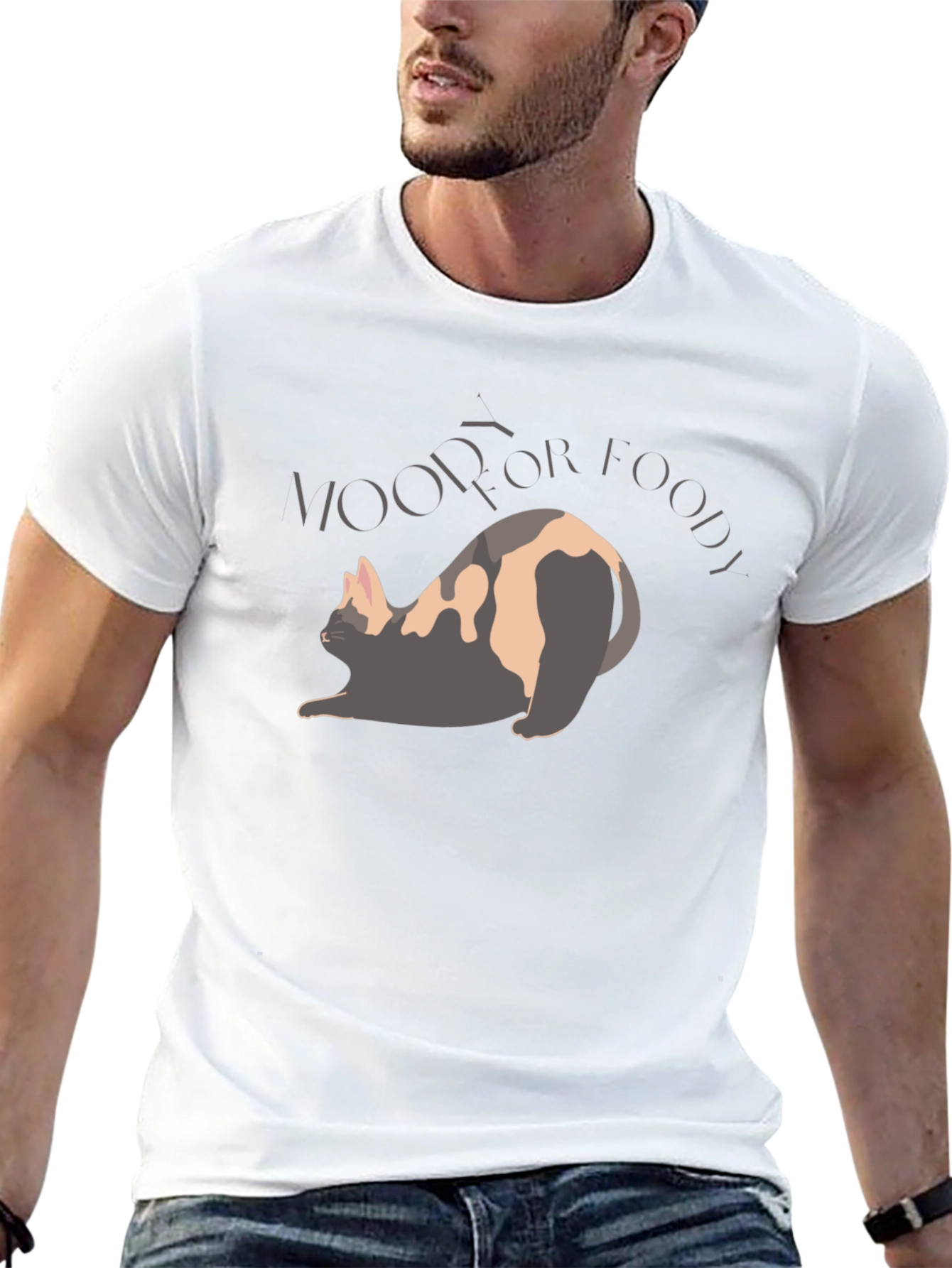 Humorous Woof For Foody Cat Lover Tee