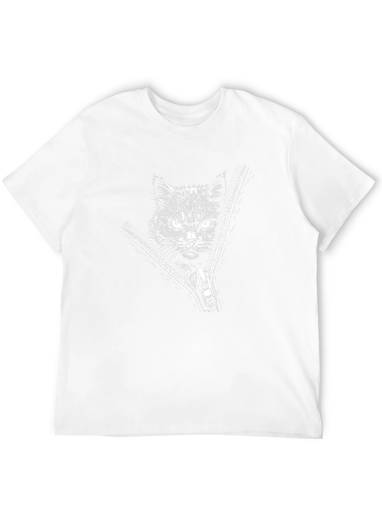 Black Cat Zipper T-Shirt - Mens Graphic Tee