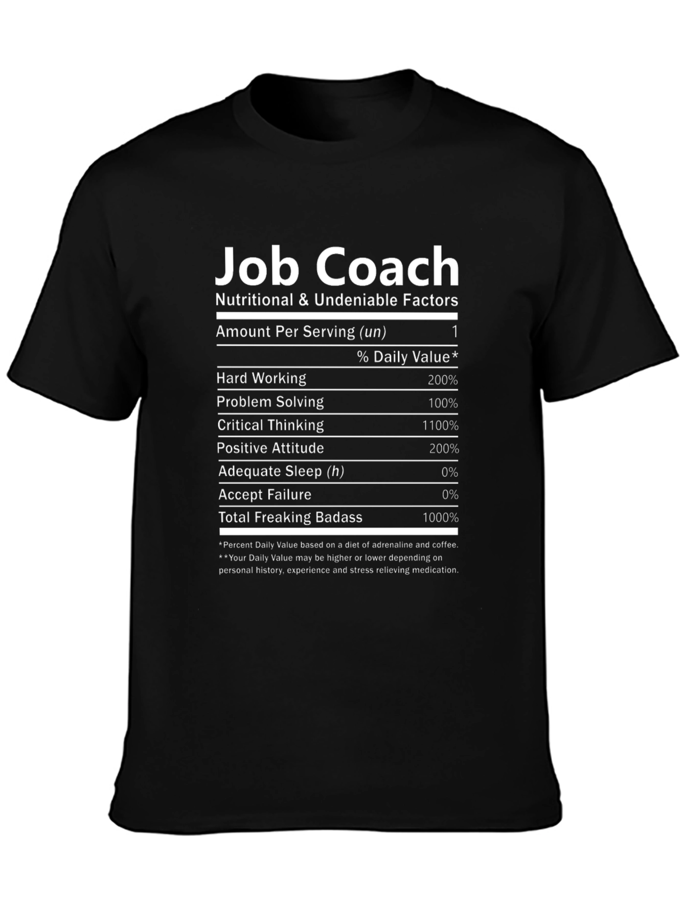 Job Coach T-Shirt: Nutritional Facts
