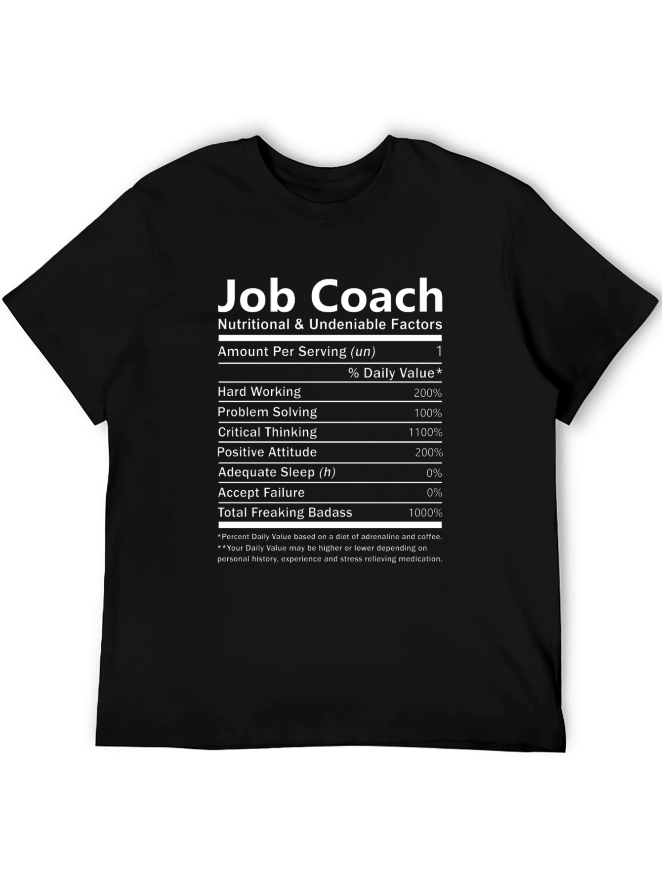 Job Coach T-Shirt: Nutritional Facts