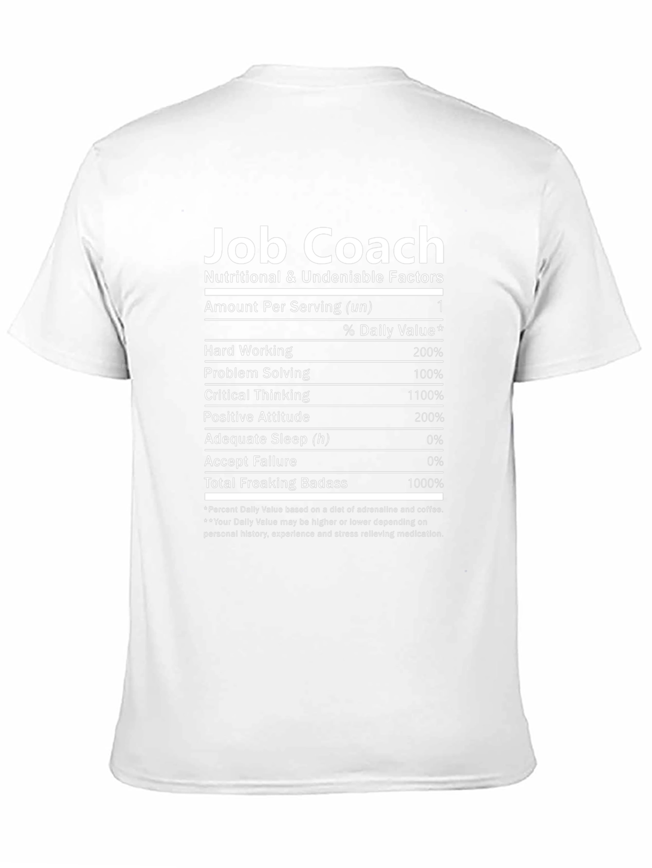 Job Coach T-Shirt: Nutritional Facts