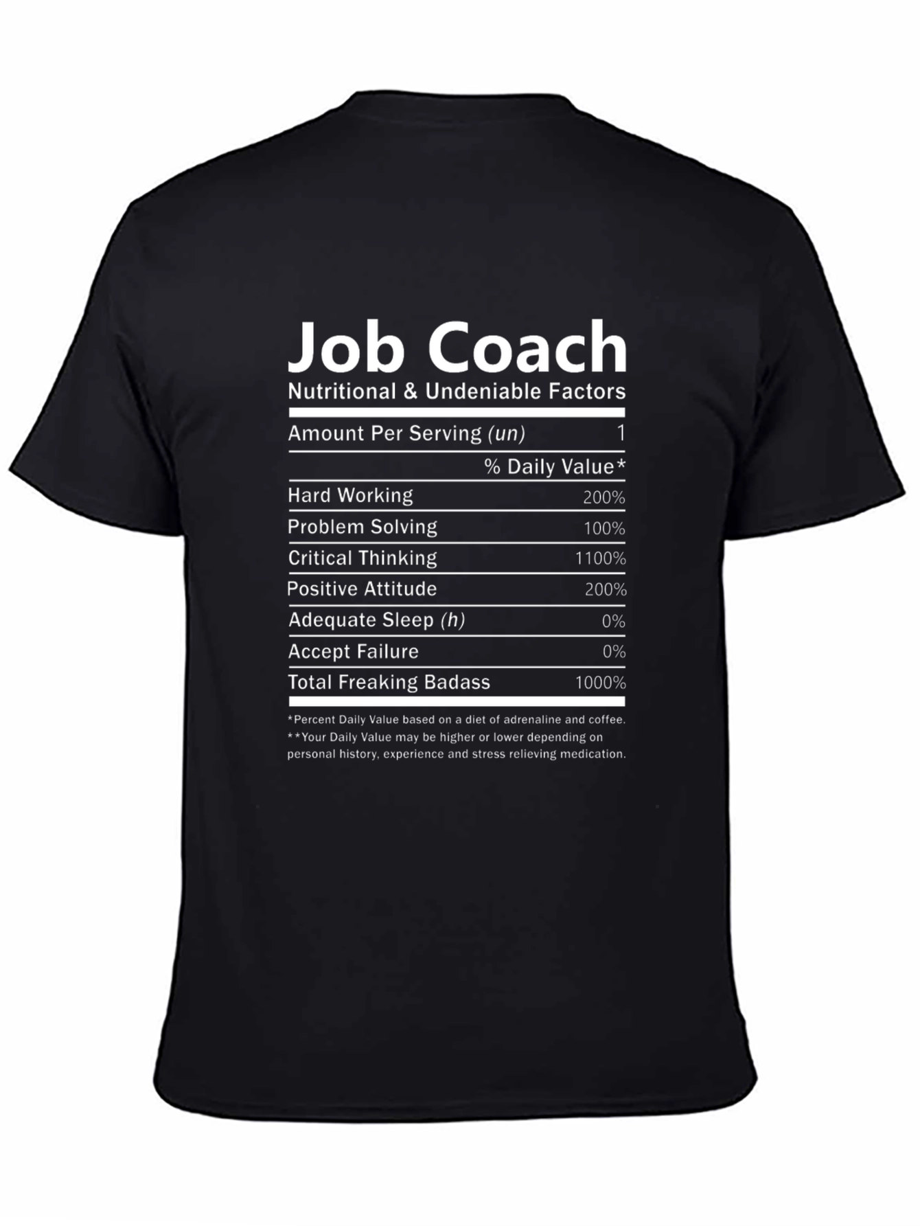 Job Coach T-Shirt: Nutritional Facts
