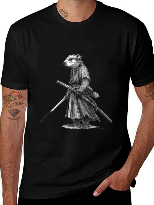 Samurai Marmot Graphic Tee - Black Cotton T-Shirt