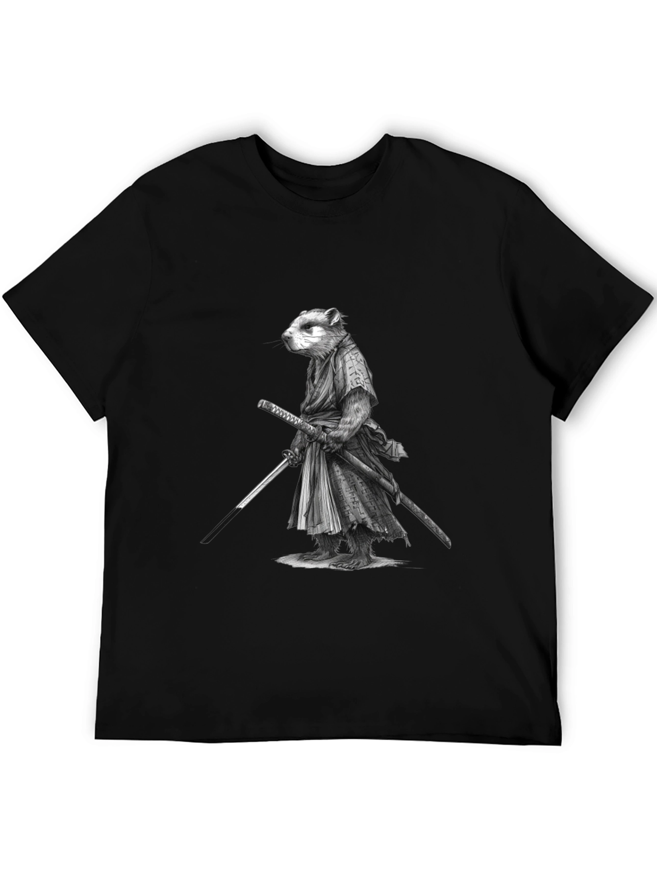 Samurai Marmot Graphic Tee - Black Cotton T-Shirt