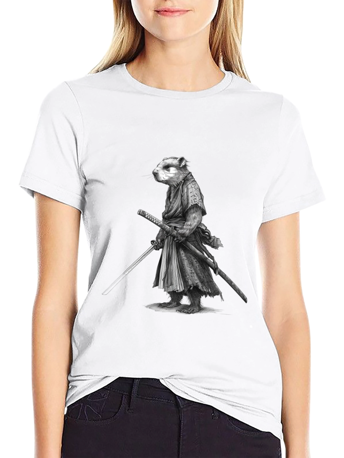 Samurai Marmot Graphic Tee - Black Cotton T-Shirt