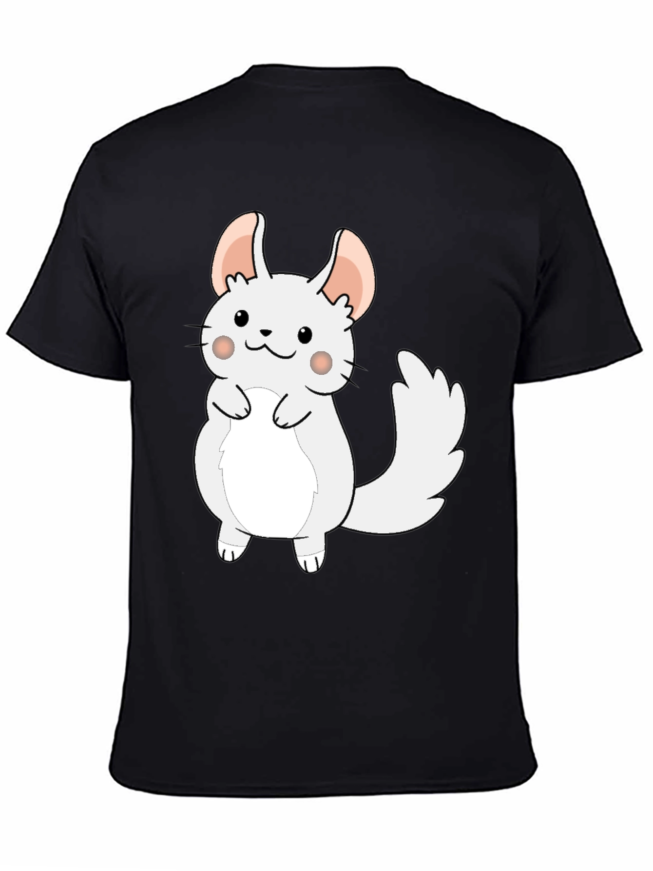 Cute Cartoon Chinchilla Graphic Tee - Black