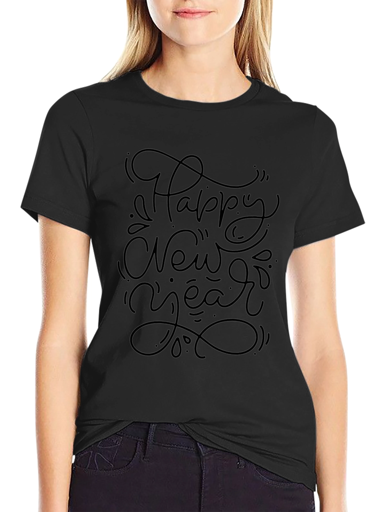 Happy New Year Graphic Black Tee