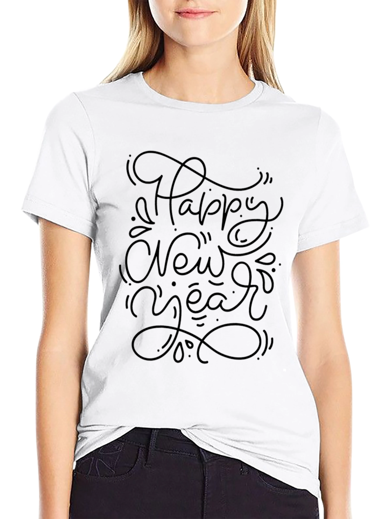 Happy New Year Graphic Black Tee