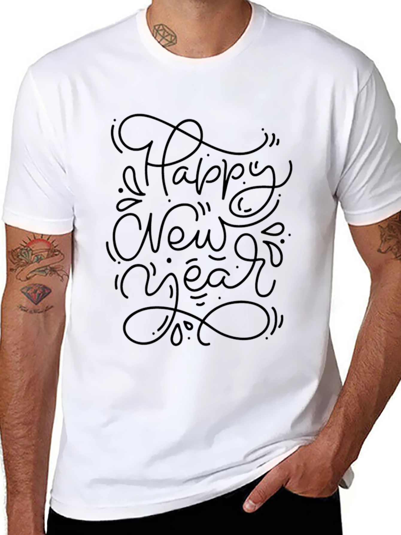 Happy New Year Graphic Black Tee