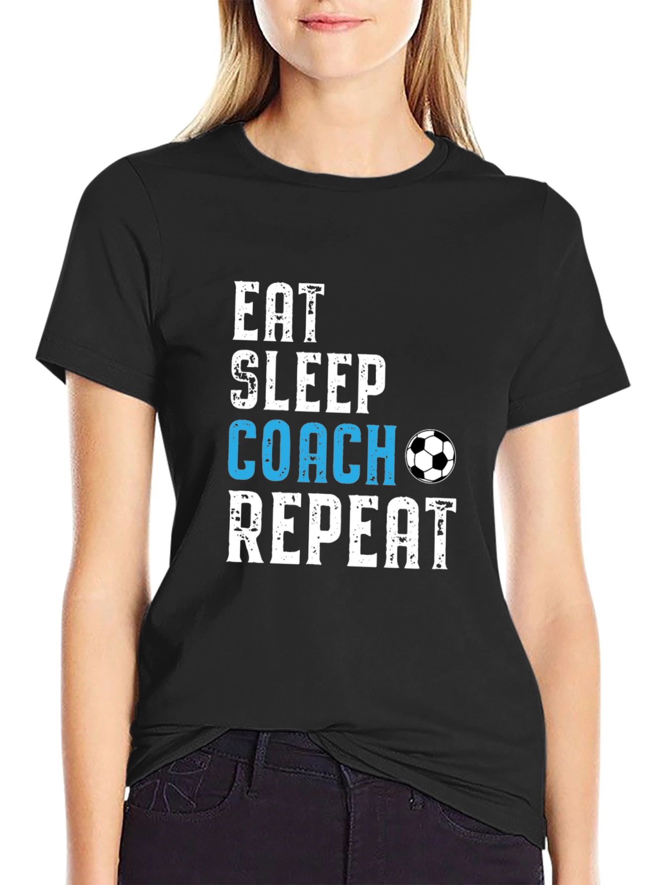 Eat Sleep Coach Repeat Soccer T-Shirt