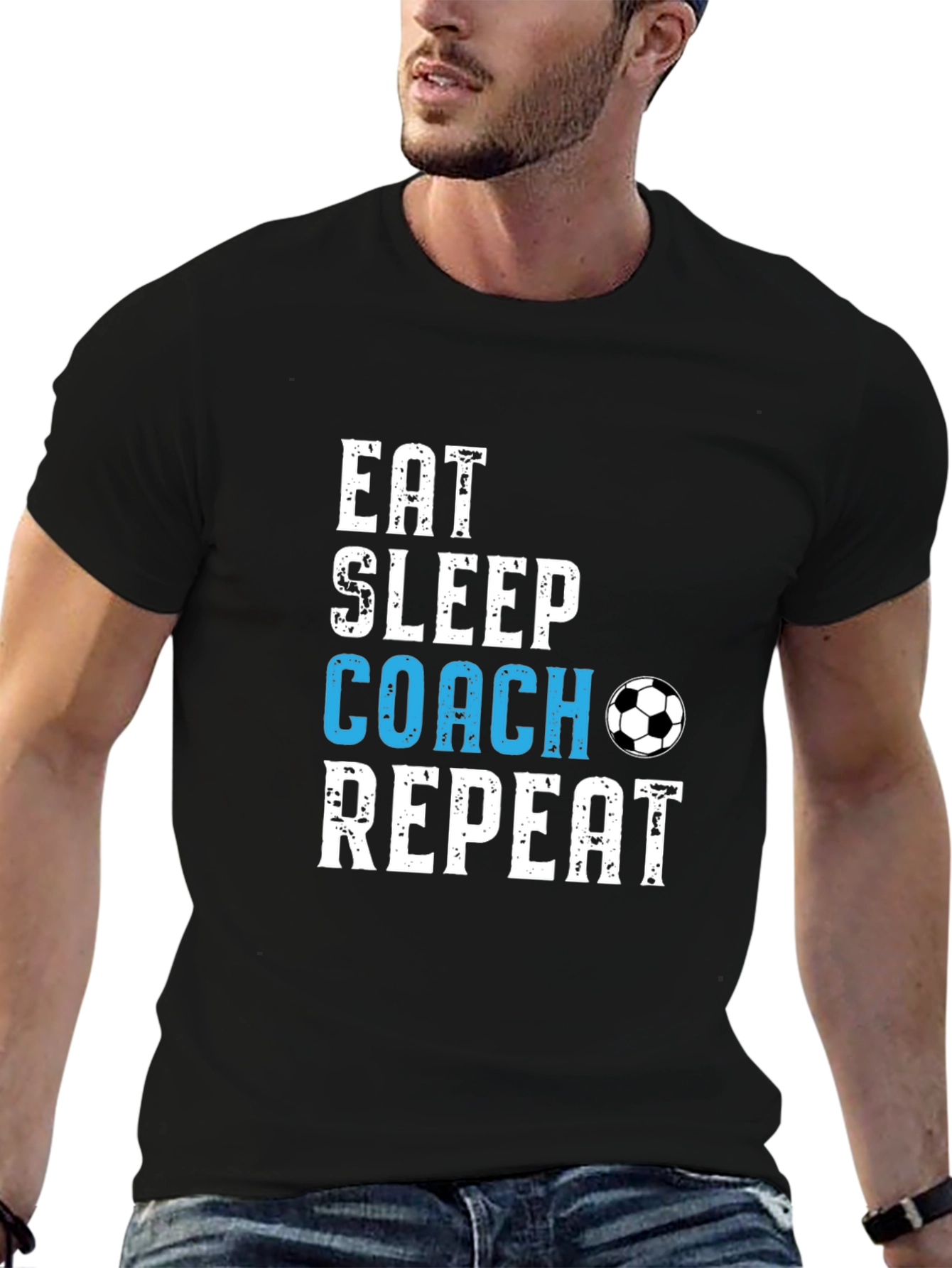 Eat Sleep Coach Repeat Soccer T-Shirt