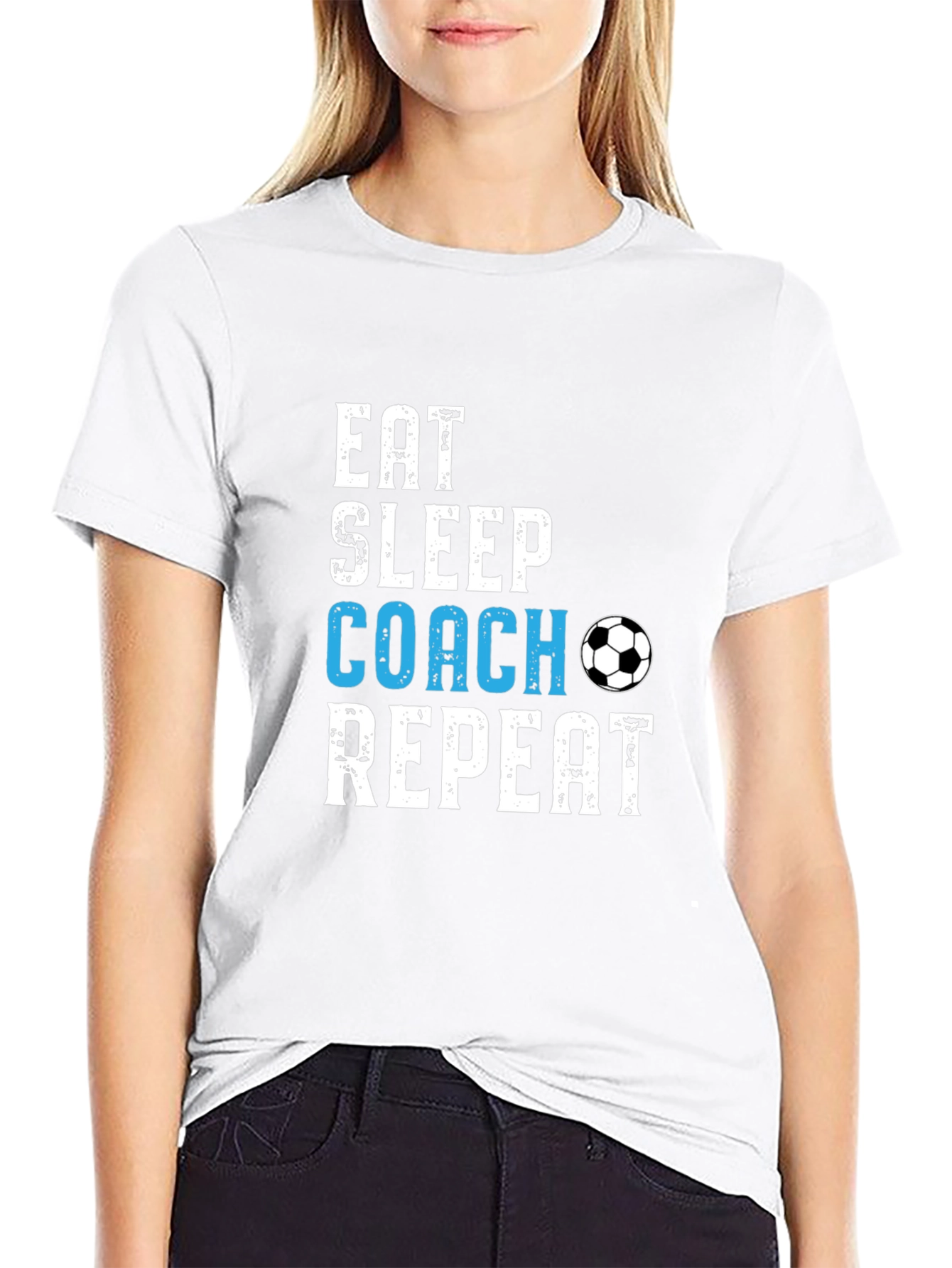 Eat Sleep Coach Repeat Soccer T-Shirt