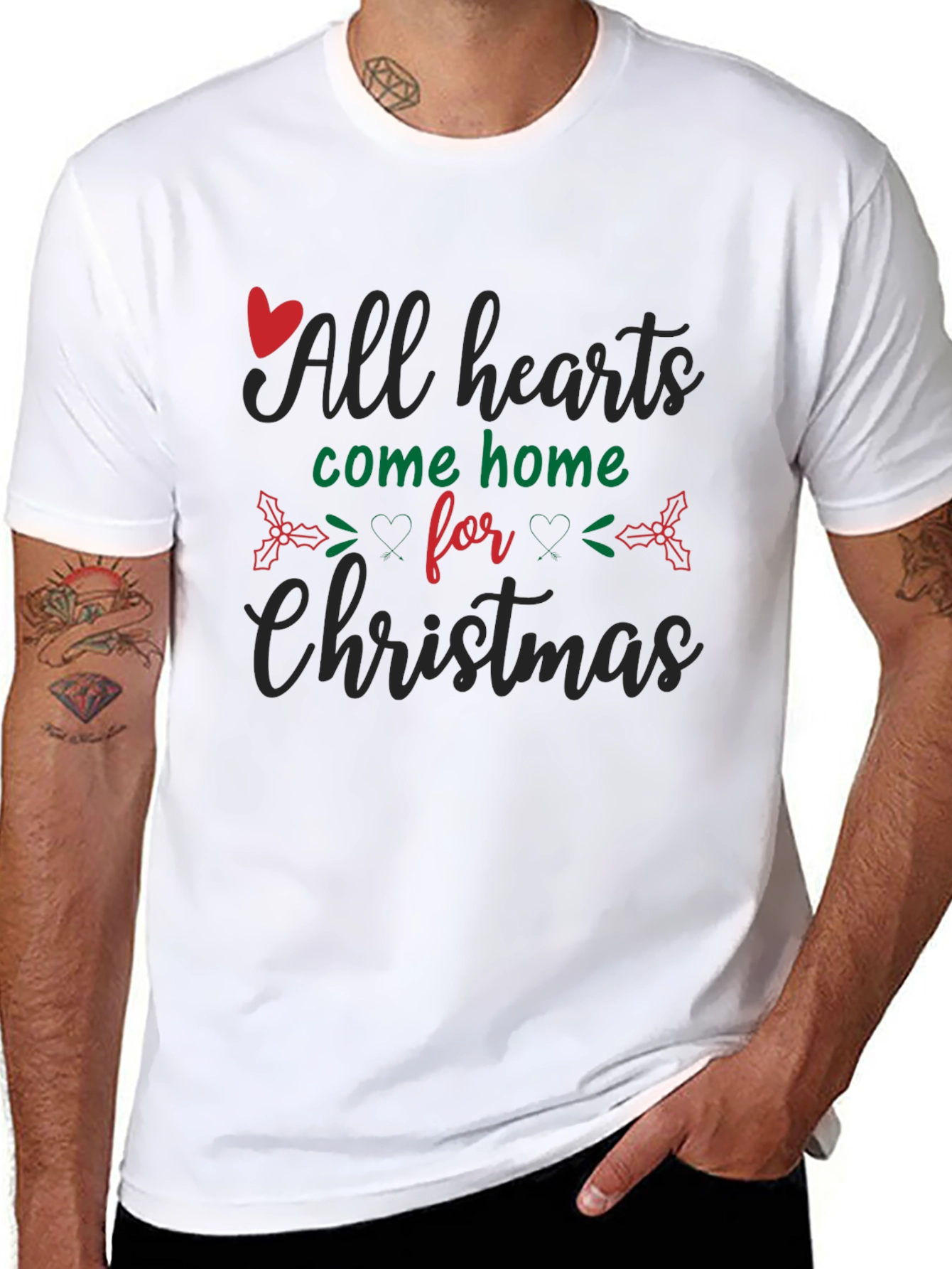 All Hearts Come Home for Christmas Black T-Shirt