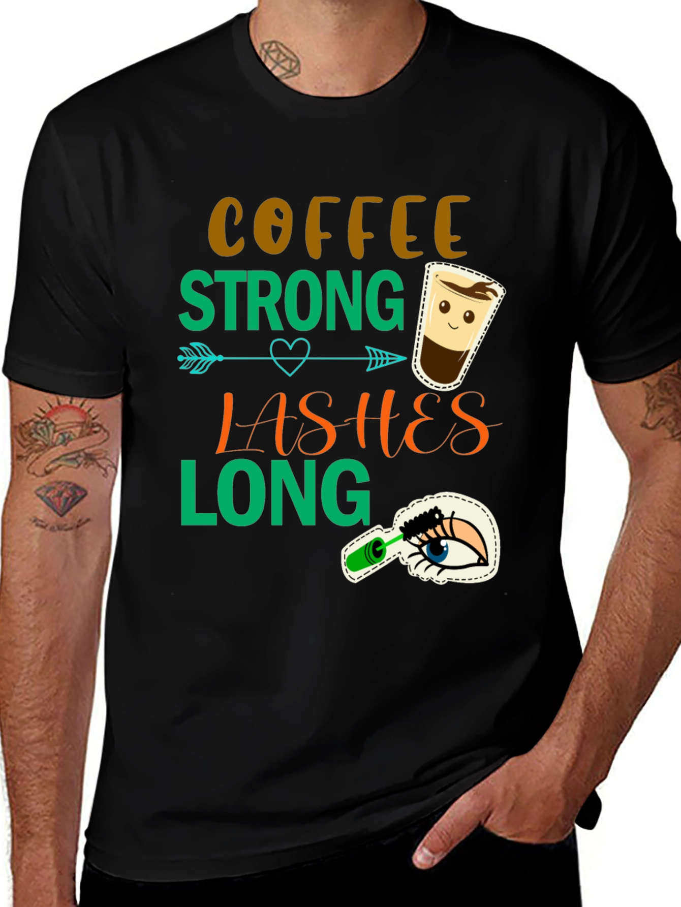 Coffee Strong Lashes Long Graphic Tee
