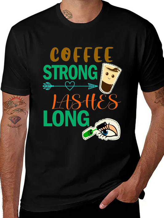 Coffee Strong Lashes Long Graphic Tee