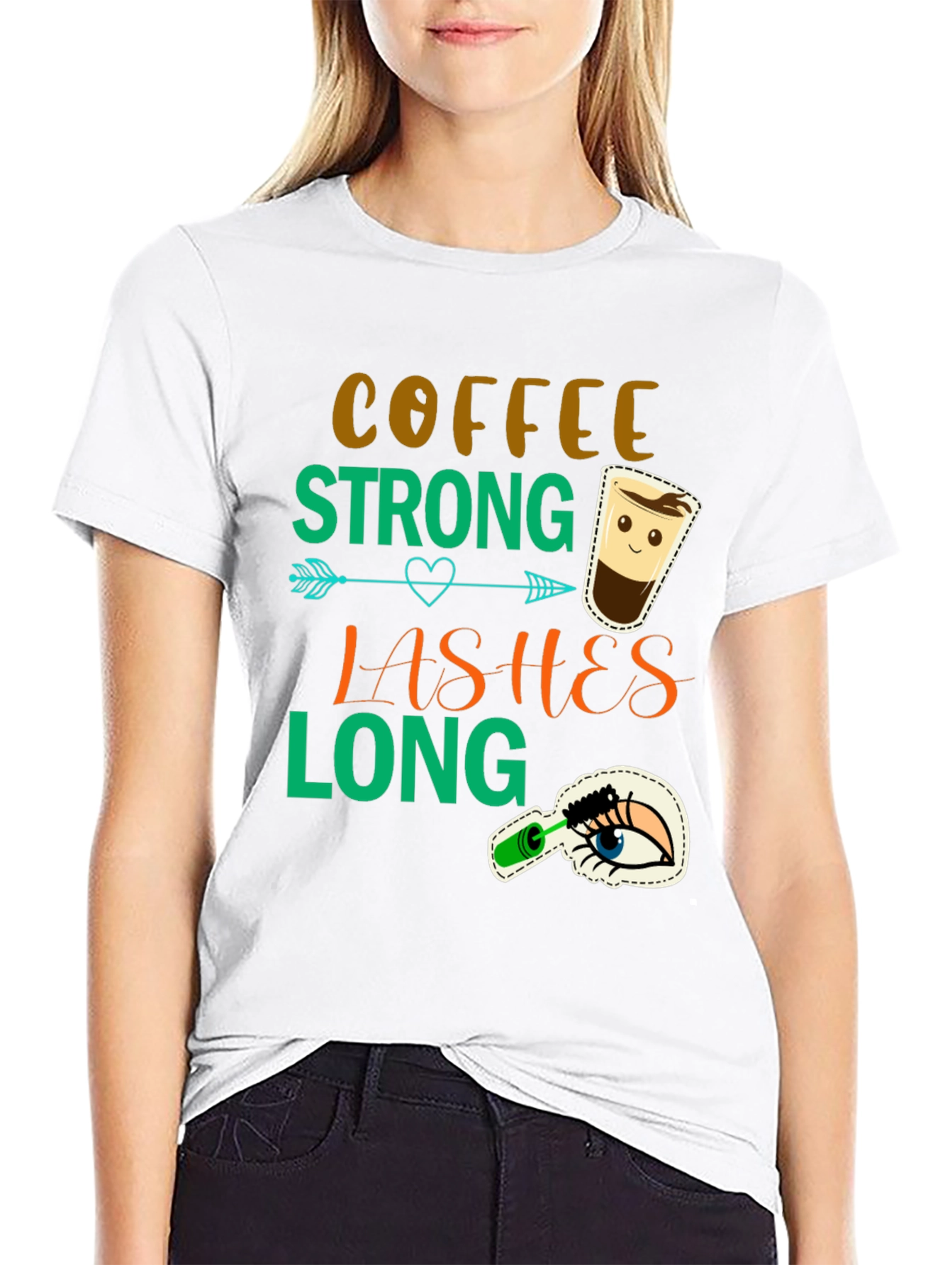 Coffee Strong Lashes Long Graphic Tee