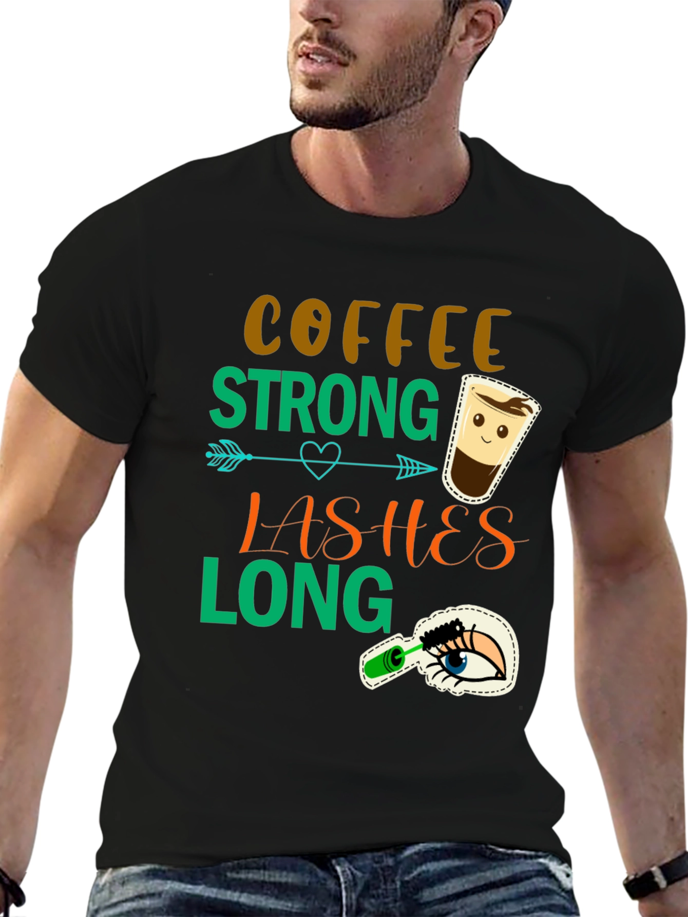Coffee Strong Lashes Long Graphic Tee