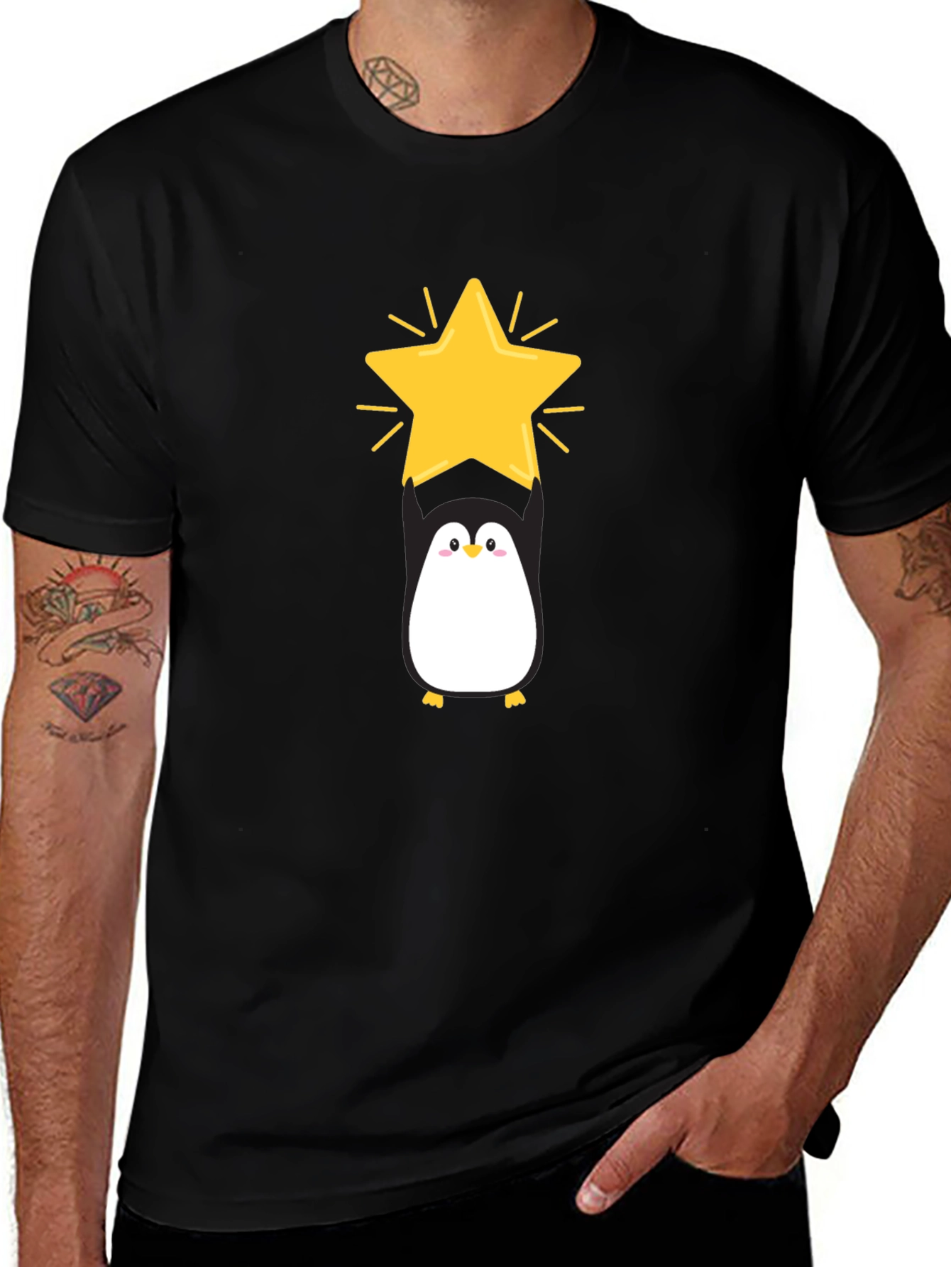 Penguin Star Black T-Shirt