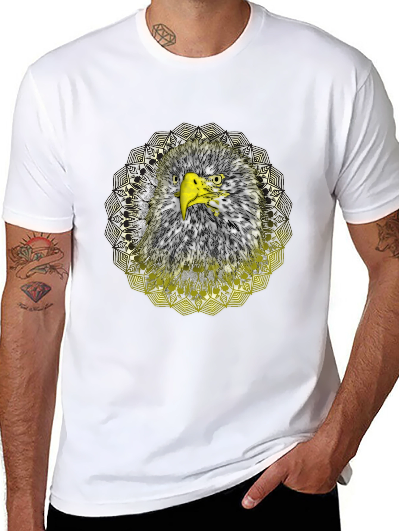 Eagle Mandala Graphic T-Shirt - Cool Bird Design