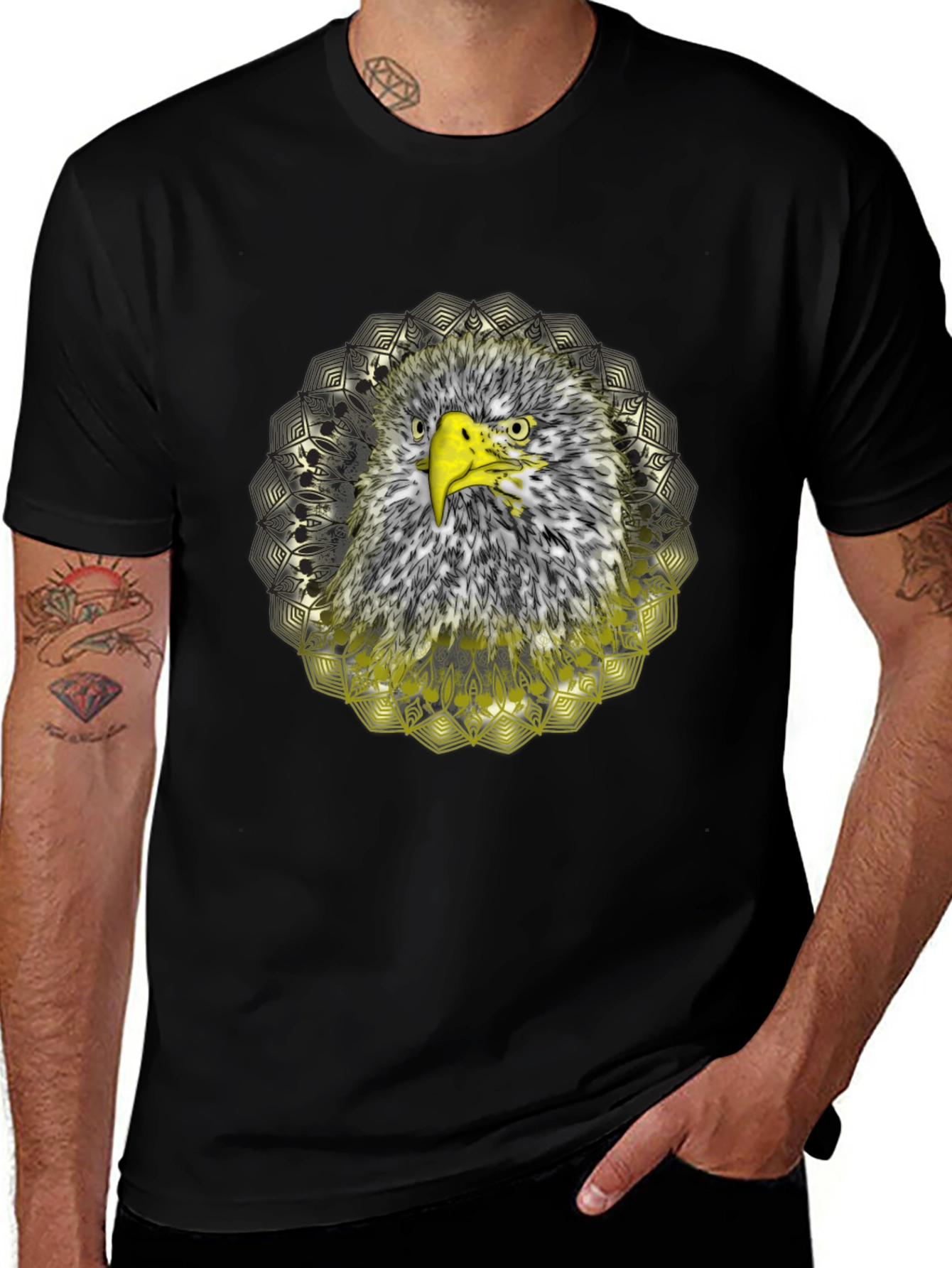 Eagle Mandala Graphic T-Shirt - Cool Bird Design
