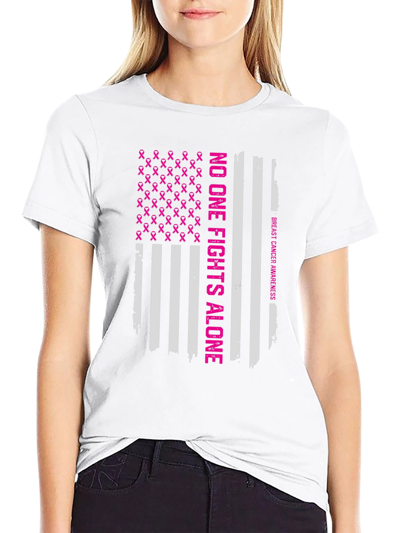 Breast Cancer Awareness Flag T-Shirt