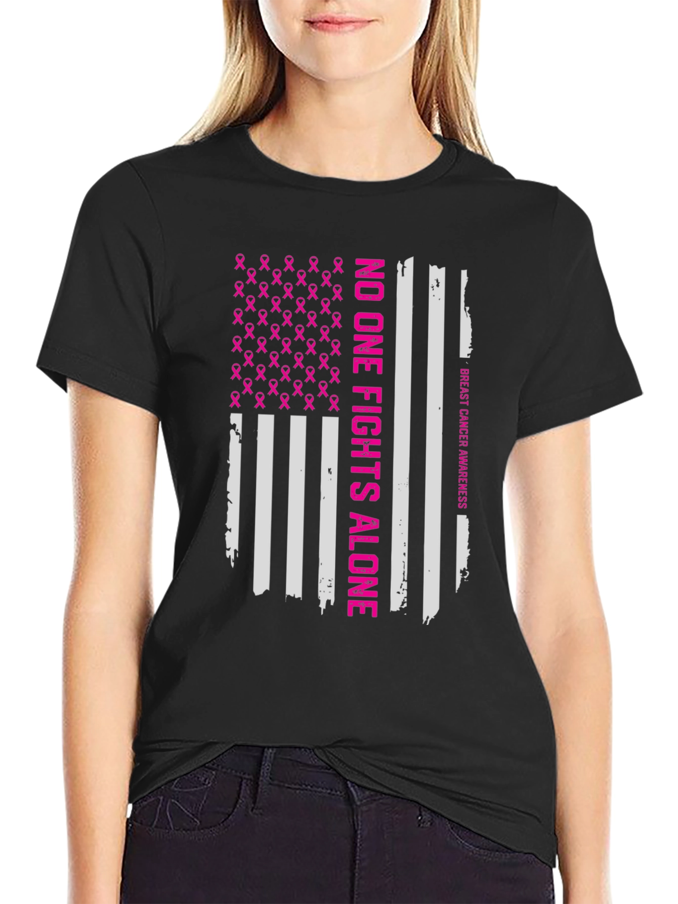 Breast Cancer Awareness Flag T-Shirt