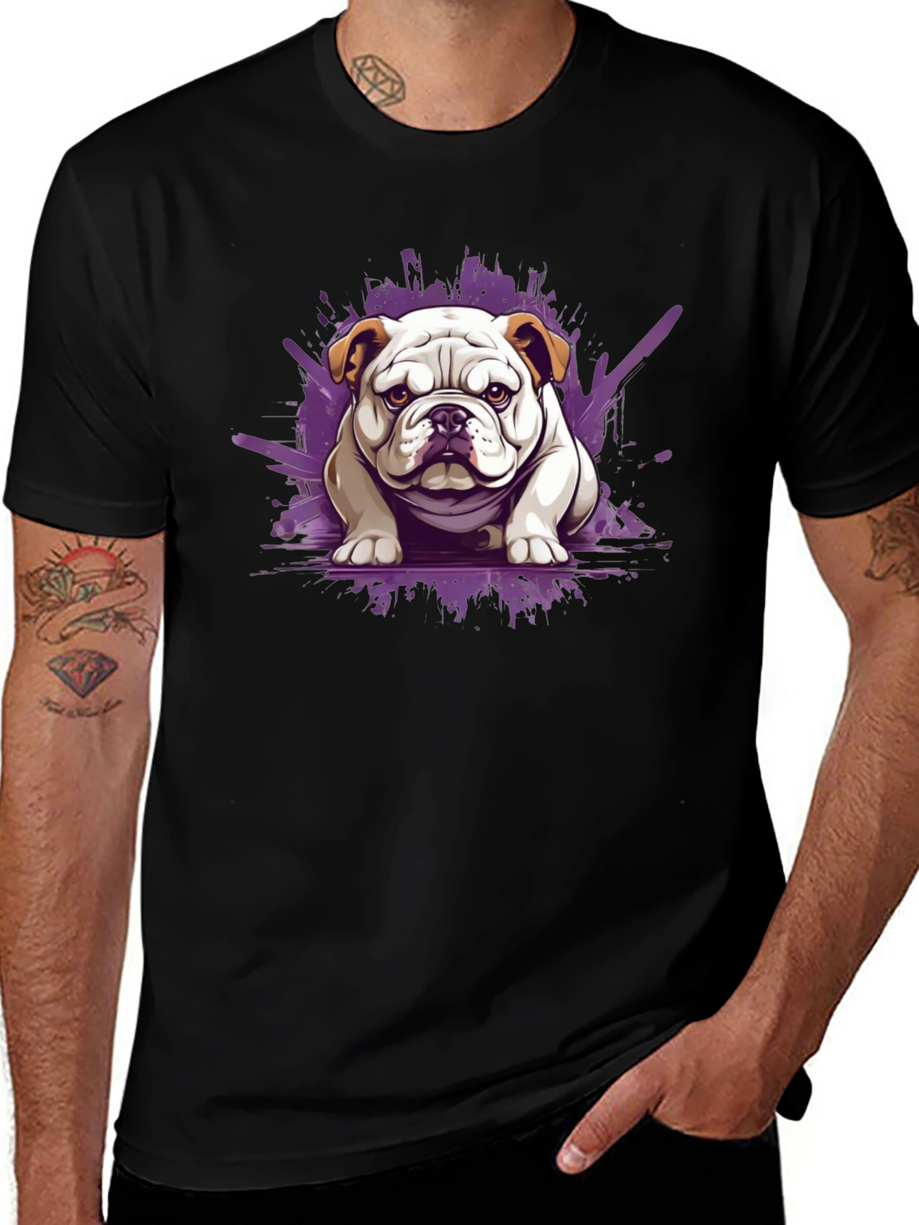 Bulldog Graphic Tee - Stylish Mens Black T-Shirt