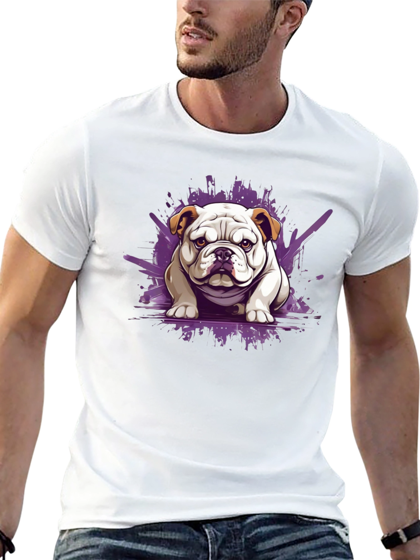Bulldog Graphic Tee - Stylish Mens Black T-Shirt